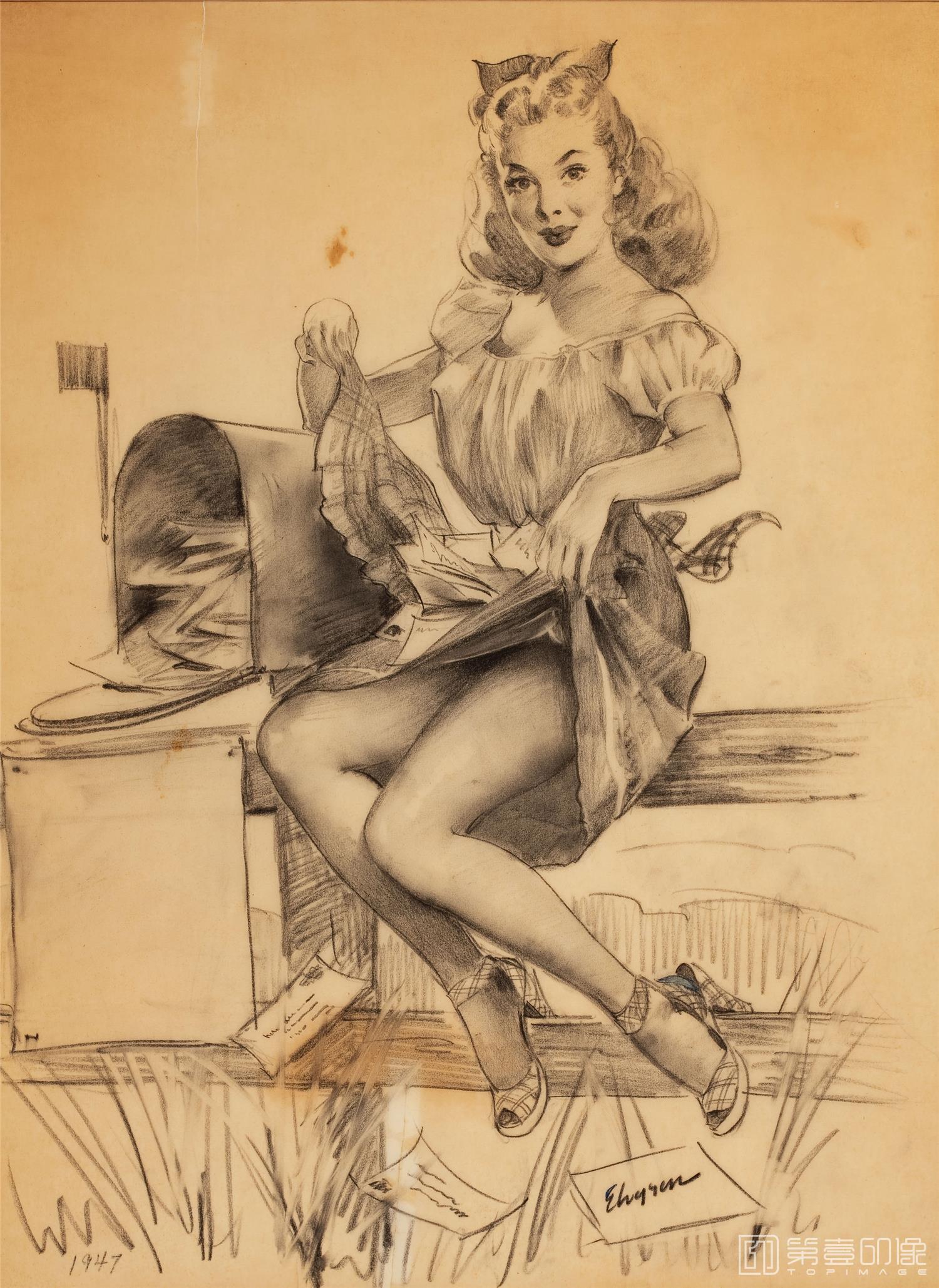 素描-吉尔·艾尔夫格雷恩 Gil Elvgren 作品集-99